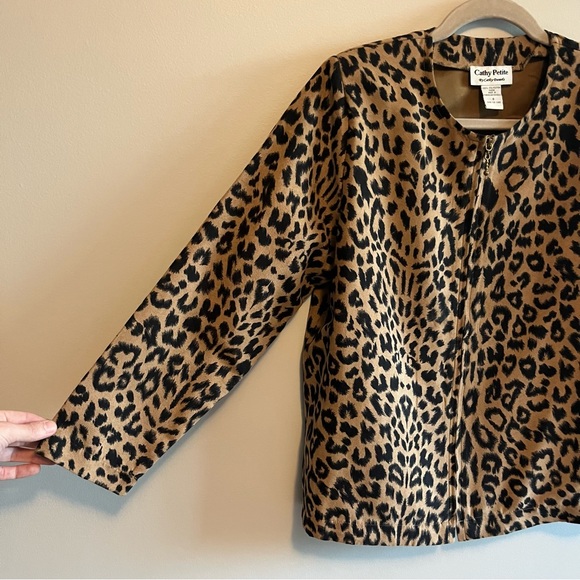vintage leopard print zip up jacket blazer with padded sleeves - Picture 8 of 12